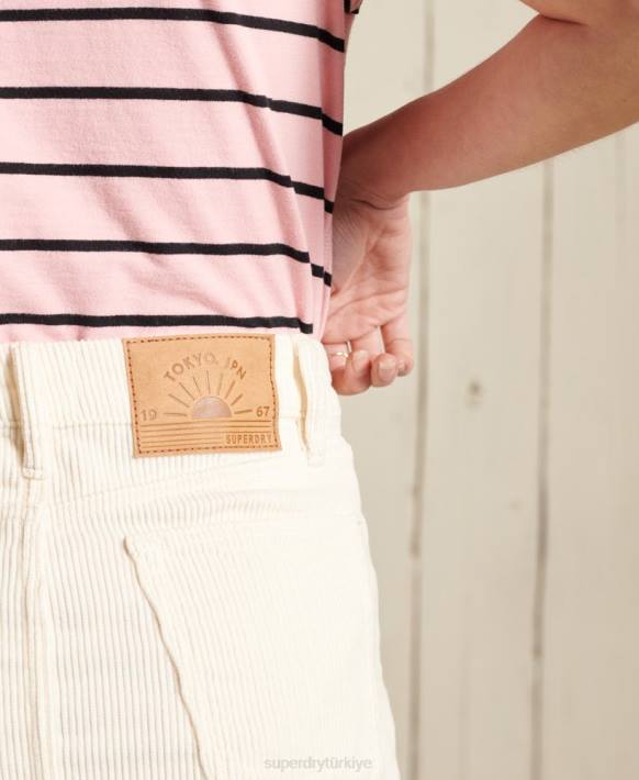 kadınlar Superdry krem kordon mini etek NNTB6625