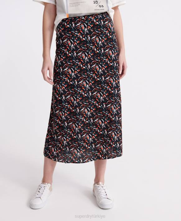kadınlar Superdry mavi kanyon midi etek NNTB4165