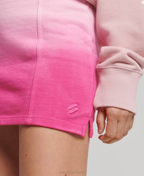 kadınlar Superdry pembe temel dip boya etek NNTB4162