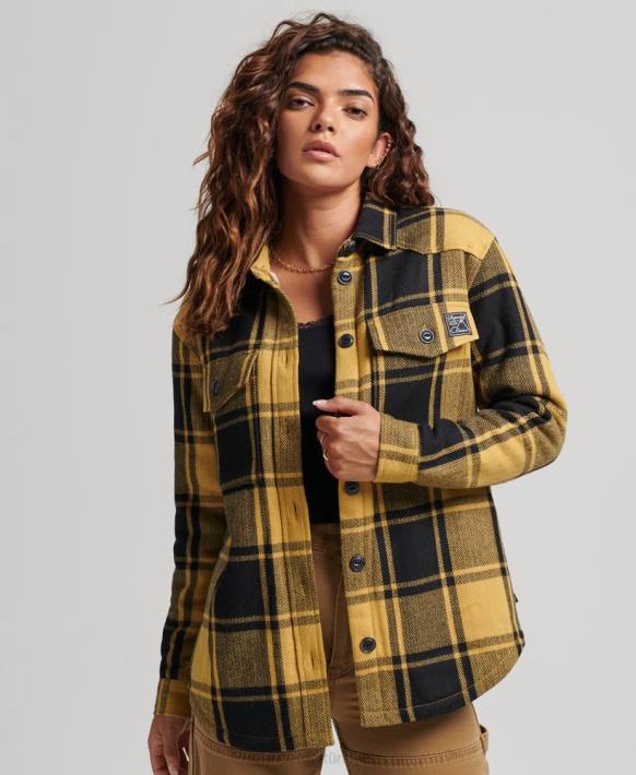 kadınlar Superdry altın borg flanel kareli ince ceket NNTB2927