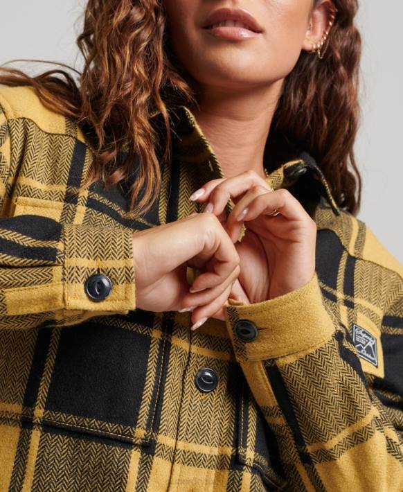 kadınlar Superdry altın borg flanel kareli ince ceket NNTB2927