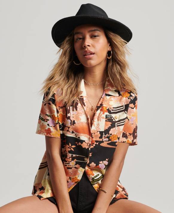 kadınlar Superdry altın plaj tesisi gömlek NNTB2867