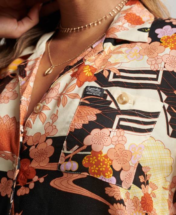 kadınlar Superdry altın plaj tesisi gömlek NNTB2867