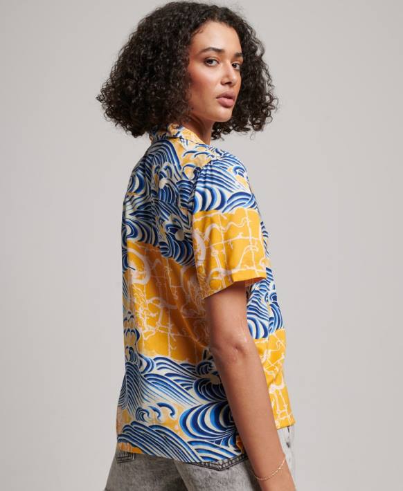 kadınlar Superdry altın plaj tesisi gömlek NNTB2880