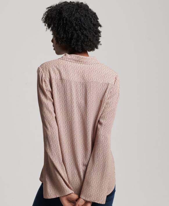 kadınlar Superdry bej stüdyolar yetmişli gömlek NNTB2955