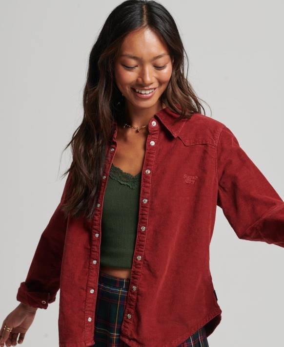 kadınlar Superdry kırmızı kordon batı gömlek NNTB3062