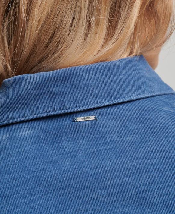 kadınlar Superdry mavi kordon batı gömlek NNTB3011