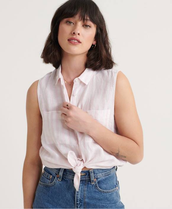 kadınlar Superdry pembe aubrey gömlek NNTB3050