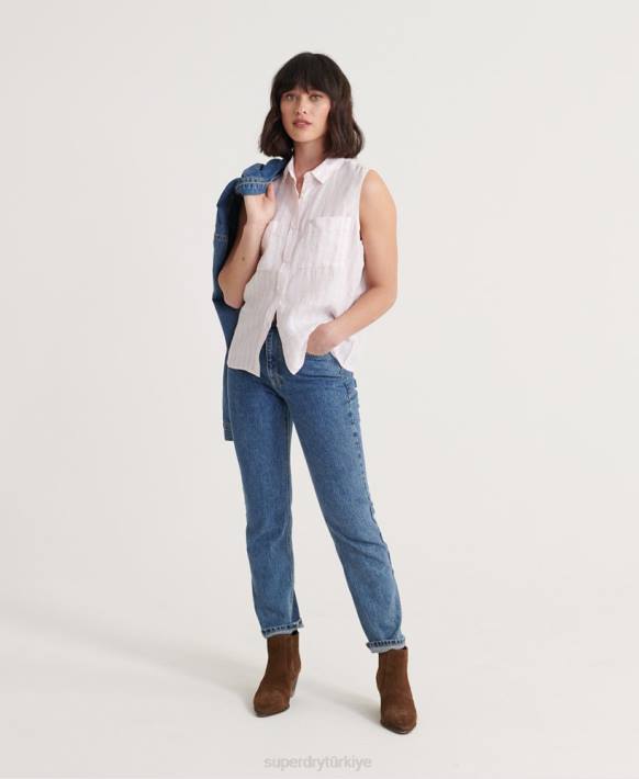 kadınlar Superdry pembe aubrey gömlek NNTB3050