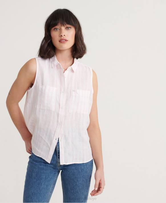 kadınlar Superdry pembe aubrey gömlek NNTB3050