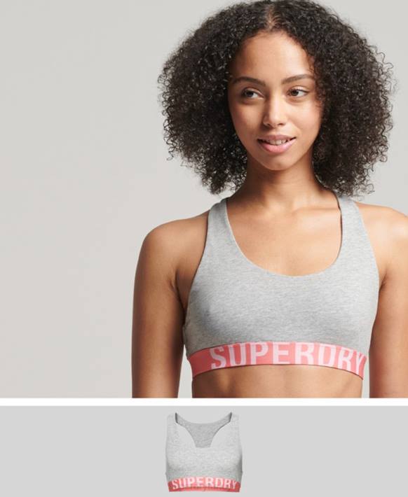 kadınlar Superdry açık gri organik pamuklu büyük logolu bralet NNTB6622