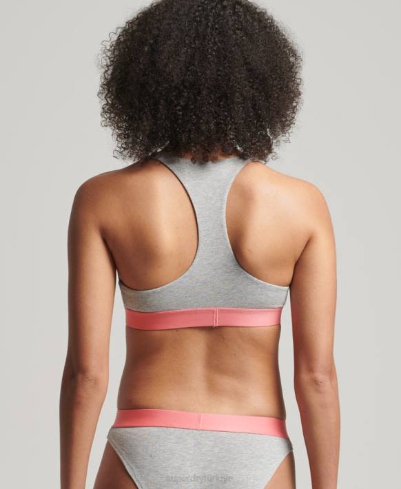 kadınlar Superdry açık gri organik pamuklu büyük logolu bralet NNTB6622