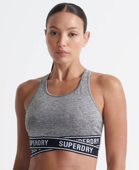 kadınlar Superdry gri eğitim çekirdek çapraz sutyen NNTB4200