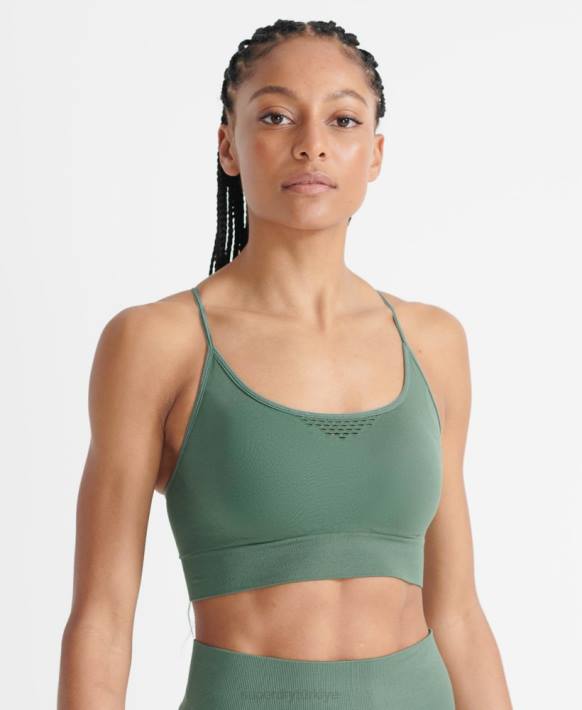 kadınlar Superdry haki eğitim dikişsiz kontur spor sutyeni NNTB6351