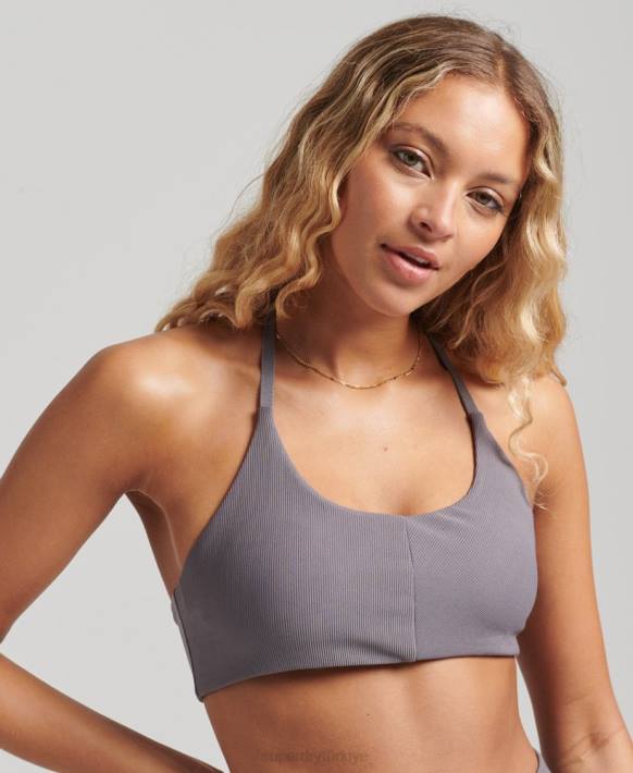 kadınlar Superdry koyu gri esnek asimetrik düşük etkili sütyen NNTB6338