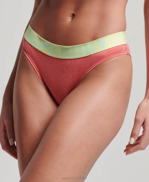 kadınlar Superdry mercan organik pamuklu büyük logolu bikini altı NNTB4215
