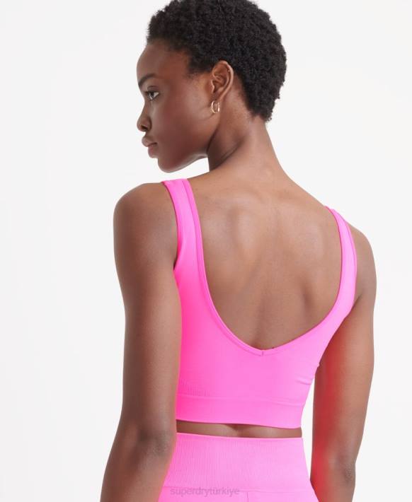 kadınlar Superdry pembe esnek dikişsiz sutyen NNTB6356