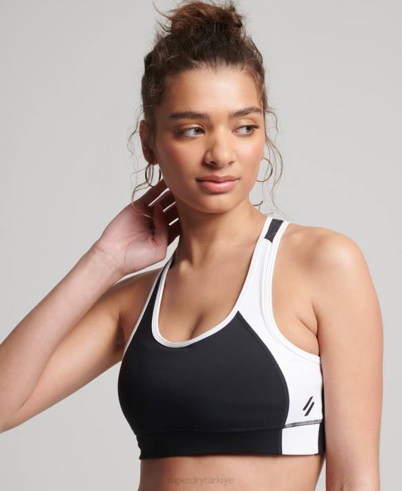 kadınlar Superdry siyah eğitim asimetrik sutyen NNTB6346