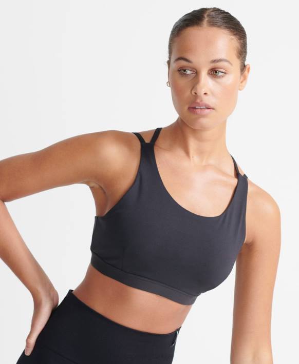 kadınlar Superdry siyah esnek çapraz geri sutyen NNTB4209