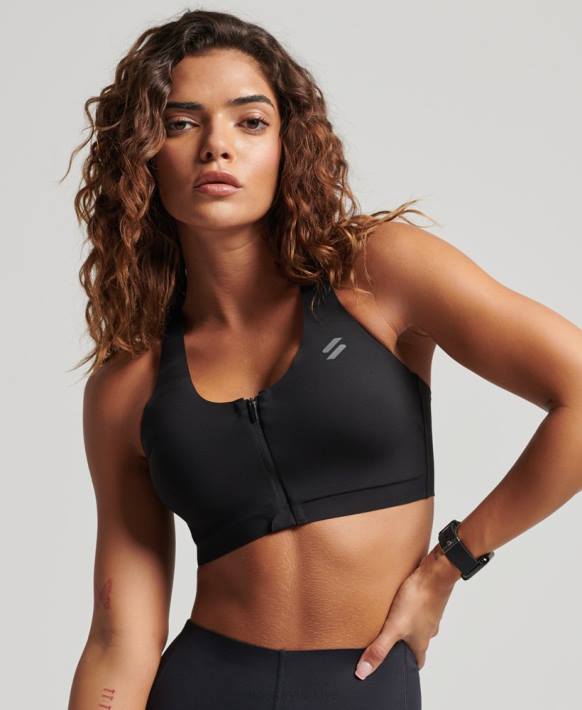 kadınlar Superdry siyah koşu performans sutyeni NNTB6310
