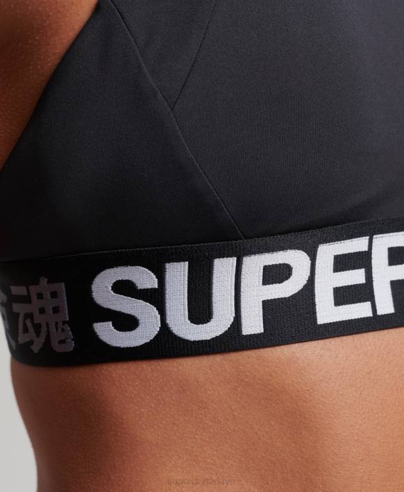 kadınlar Superdry siyah tren markalı elastik sütyen NNTB4172