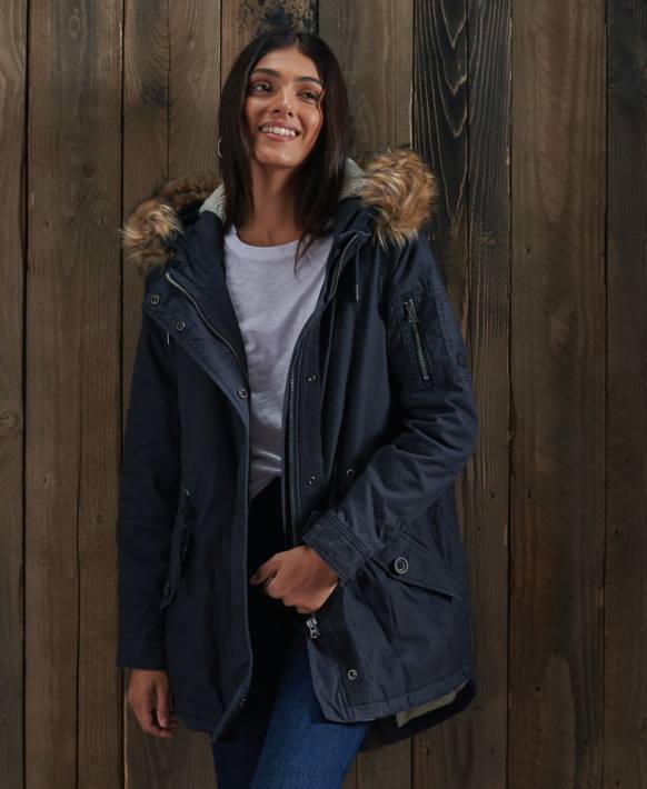 kadınlar Superdry Donanma alan parka ceket NNTB5624
