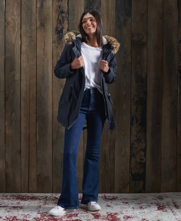 kadınlar Superdry Donanma alan parka ceket NNTB5624