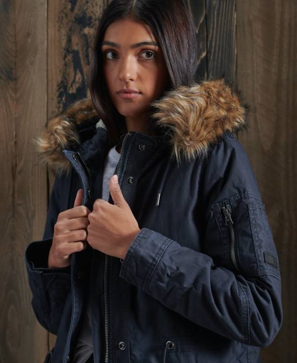kadınlar Superdry Donanma alan parka ceket NNTB5624