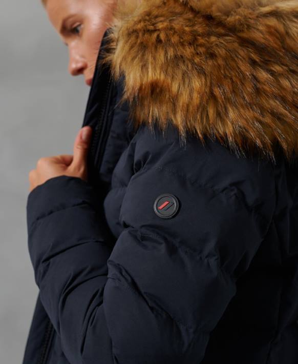 kadınlar Superdry Donanma arktik uzun kirpi ceket NNTB5655