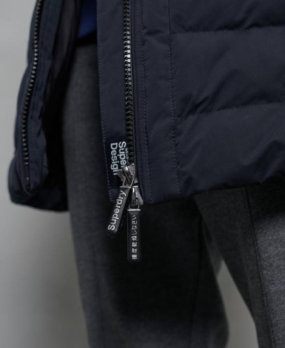 kadınlar Superdry Donanma arktik uzun kirpi ceket NNTB5655