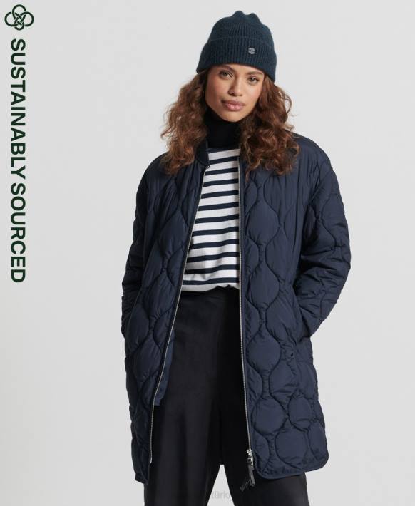 kadınlar Superdry Donanma studios uzun çizgi kapitone ceket NNTB3694