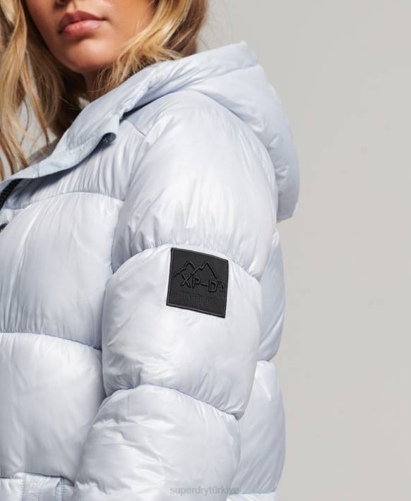 kadınlar Superdry açık mavi xpd spor uzun çizgi kirpi ceket NNTB3745