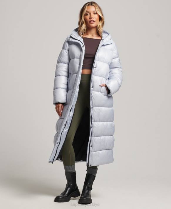kadınlar Superdry açık mavi xpd spor uzun çizgi kirpi ceket NNTB3745