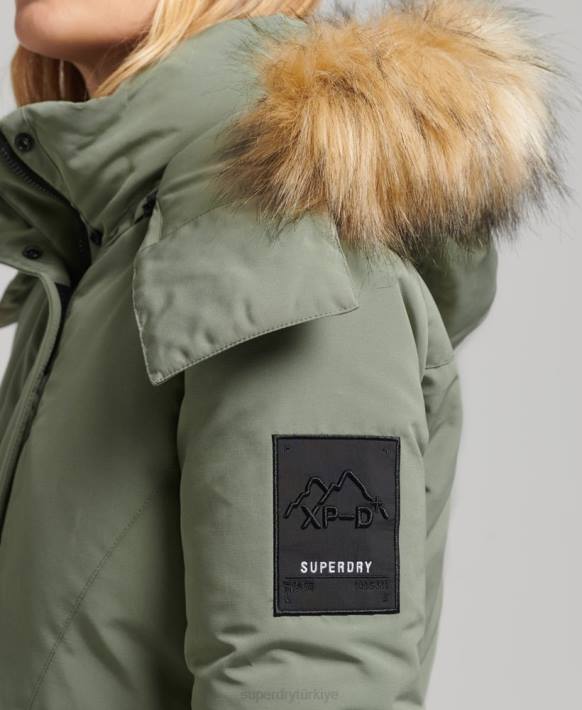 kadınlar Superdry haki xpd everest parka kaban NNTB3655