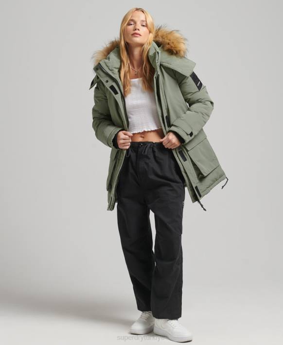 kadınlar Superdry haki xpd everest parka kaban NNTB3655
