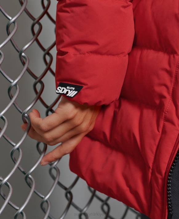 kadınlar Superdry kırmızı arktik uzun kirpi ceket NNTB5714