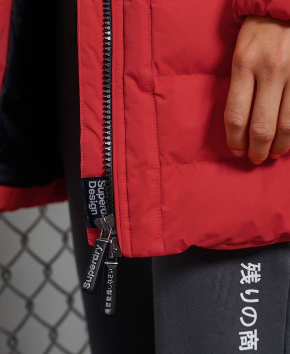 kadınlar Superdry kırmızı arktik uzun kirpi ceket NNTB5714