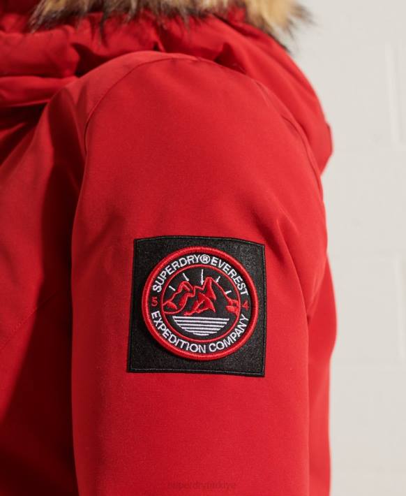 kadınlar Superdry kırmızı code everest parka kaban NNTB5589