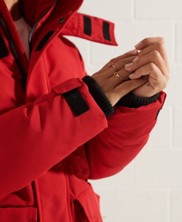 kadınlar Superdry kırmızı code everest parka kaban NNTB5589