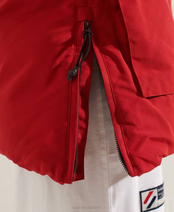 kadınlar Superdry kırmızı code everest parka kaban NNTB5589