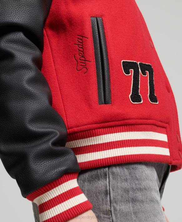 kadınlar Superdry kırmızı eski karma üniversite bombardıman uçağı NNTB5423