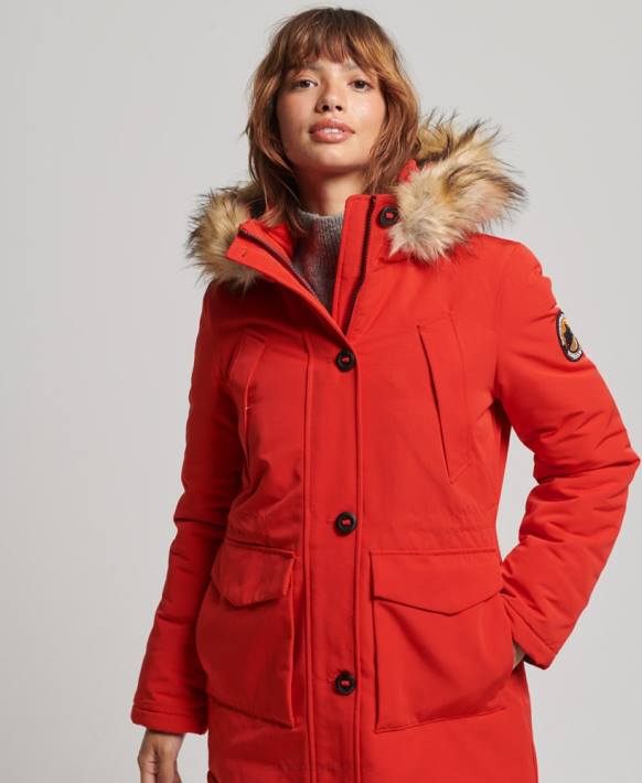 kadınlar Superdry kırmızı everest parka kaban NNTB3808