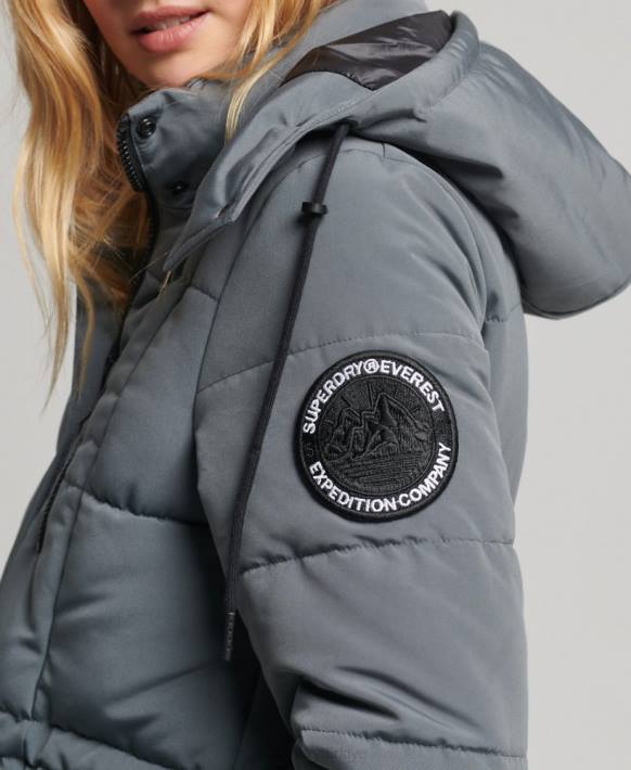 kadınlar Superdry koyu gri uzun everest ceket NNTB5576