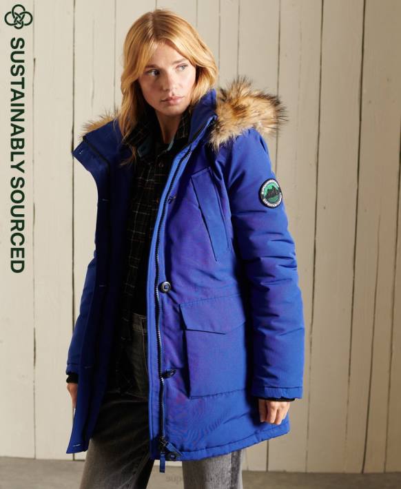 kadınlar Superdry mavi everest parka kaban NNTB5701