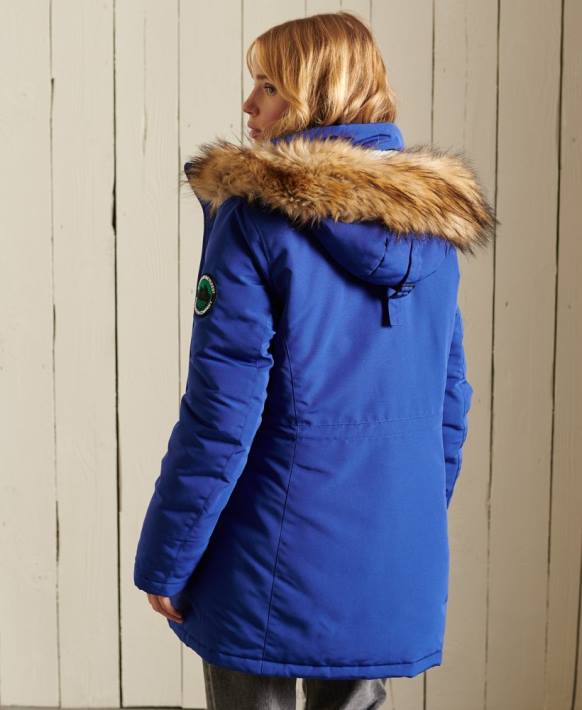 kadınlar Superdry mavi everest parka kaban NNTB5701