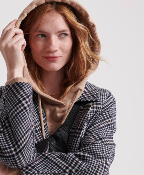 kadınlar Superdry siyah koben yün ceket NNTB3858