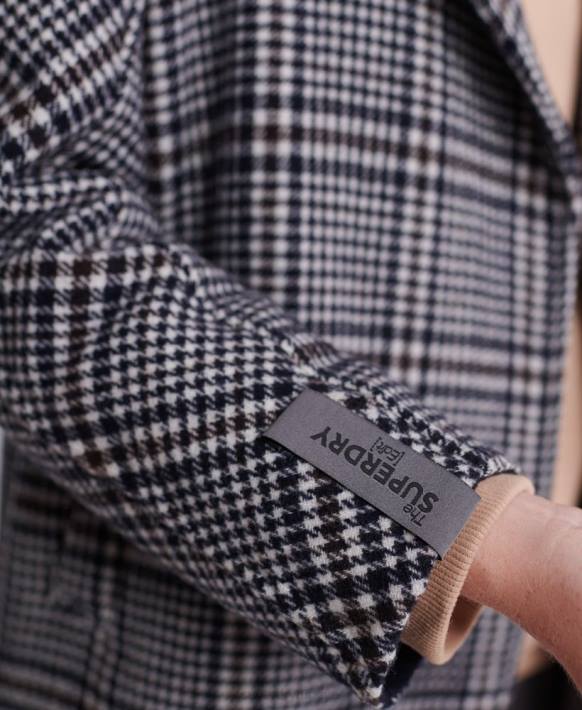 kadınlar Superdry siyah koben yün ceket NNTB3858