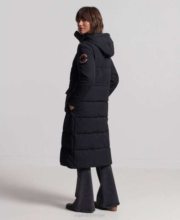 kadınlar Superdry siyah uzun everest ceket NNTB5512