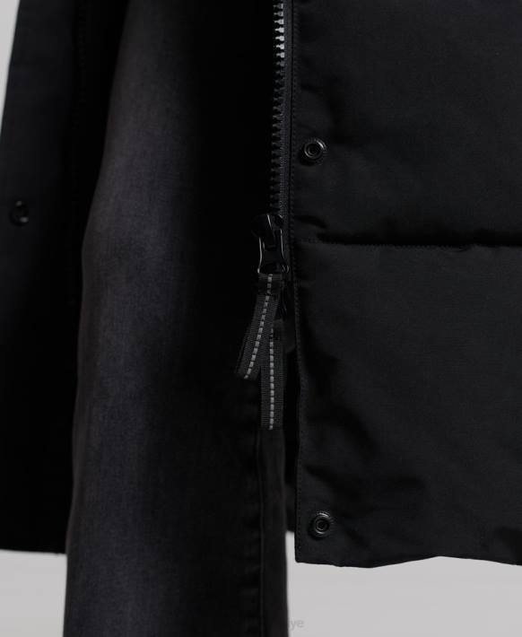 kadınlar Superdry siyah uzun everest ceket NNTB5512