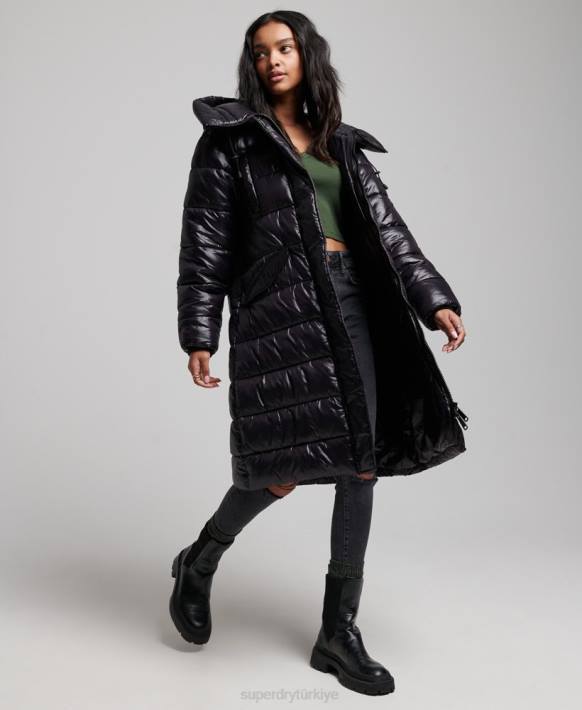 kadınlar Superdry siyah yüksek parlaklık uzun çizgili nevresim NNTB5642